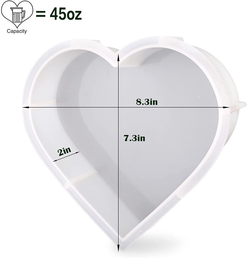 ARTOOL Heart Shape Resin Deep Casting Mold Creative DIY Flower Preservative Silicone Mold Epoxy UV Resin Art Mould 8.3x7.3 Inch 2 Inch Depth (B50) - Image 2