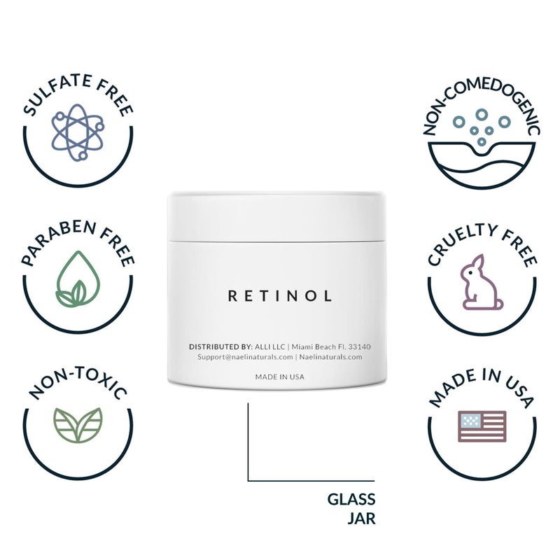 NAELI Retinoid Cream - 4.25% Retinol Night Moisturizer for Face & Neck with Collagen, Peptides & Hyaluronic Acid - Anti Aging Wrinkle Cream, Improves Skin Tone & Texture, 3.4 oz - Image 3