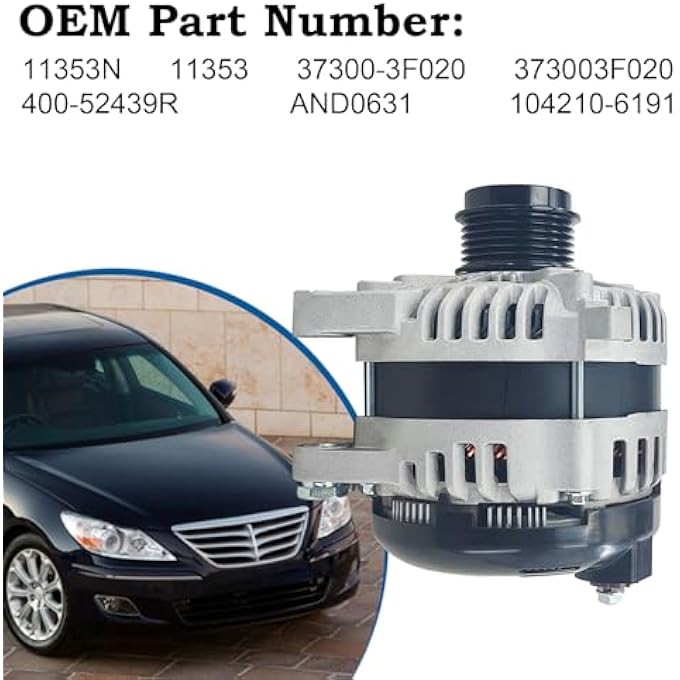 sen SHOW 11353N Alternator 180A Compatible with 2009-2016 Hyundai Genesis, 2011-2016 Equus2015-2017 K900, V8 4.6L 5.0L Replacement 37300-3F020 - Image 2