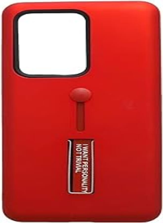 Generic Plastic Phone Cover Protection With Black Edges And Silicone Finger Holder For Samsung Galaxy S11 Plus / S20 Ultra 6.9 Inch - Red