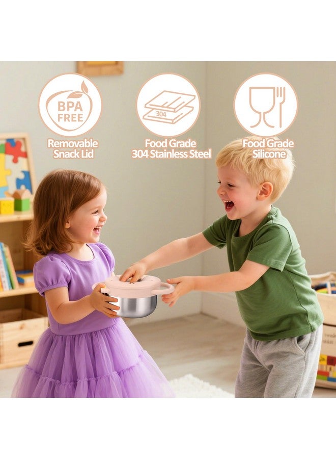 BUSOHA أكواب وجبات خفيفة للأطفال من بوسوها - عبوة 2 بسعة 9 أونصات مع غطاء مانع للتسرب وحامل سيليكون، حاويات وجبات خفيفة للسفر للأطفال، آمنة في غسالة الصحون، سيليكون من الدرجة الغذائية - Image 4