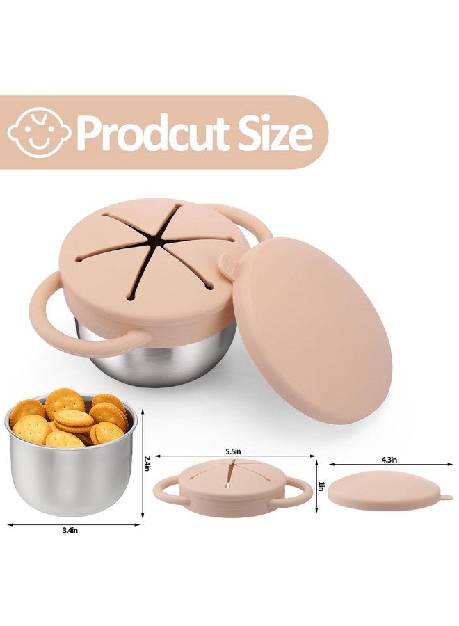 BUSOHA أكواب وجبات خفيفة للأطفال من بوسوها - عبوة 2 بسعة 9 أونصات مع غطاء مانع للتسرب وحامل سيليكون، حاويات وجبات خفيفة للسفر للأطفال، آمنة في غسالة الصحون، سيليكون من الدرجة الغذائية - Image 2