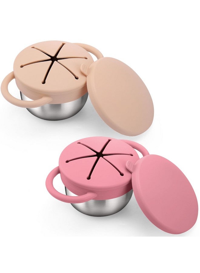 BUSOHA أكواب وجبات خفيفة للأطفال من بوسوها - عبوة 2 بسعة 9 أونصات مع غطاء مانع للتسرب وحامل سيليكون، حاويات وجبات خفيفة للسفر للأطفال، آمنة في غسالة الصحون، سيليكون من الدرجة الغذائية - Image 1