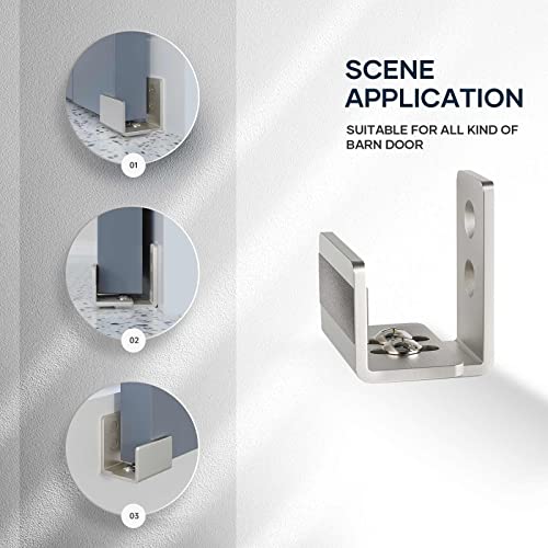 EaseLife Sliding Barn Door Bottom Floor Guide,U Shape,Flexible Adjustable Fit Distance,Flush Flat Bottom Design,Wall Mount System,for Door & Cabinet,Brushed Nickle,2 Pack - Image 2
