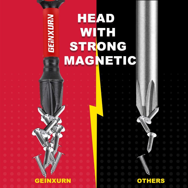 Geinxurn (PH/TORX/HEX/PZ/SQ/SL) Screwdriver Bits Set, 66 Pieces Impact 1â€/ 2â€Magnetic S2 Steel Multi Power Insert Driver Bits and 3Pc Bit Holder with Organizer Sleeve - Image 5