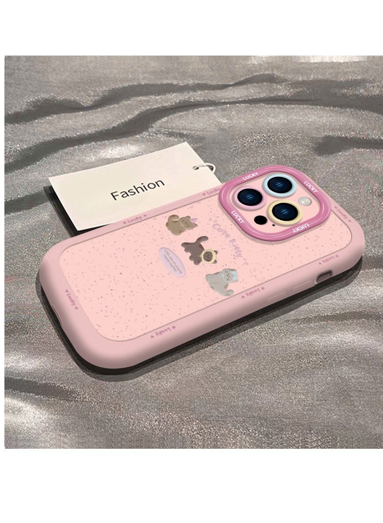 NIBEMINENT Coffee Kitty Protective TPU Case Cover For iPhone 15 Pro Max, Pink