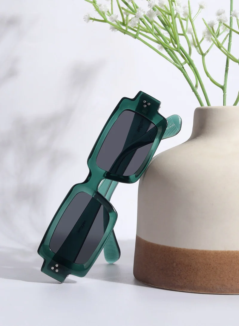Woggles Designer Green Rectangle Sunglasses| Men &amp; Women| 100% Uv Protection