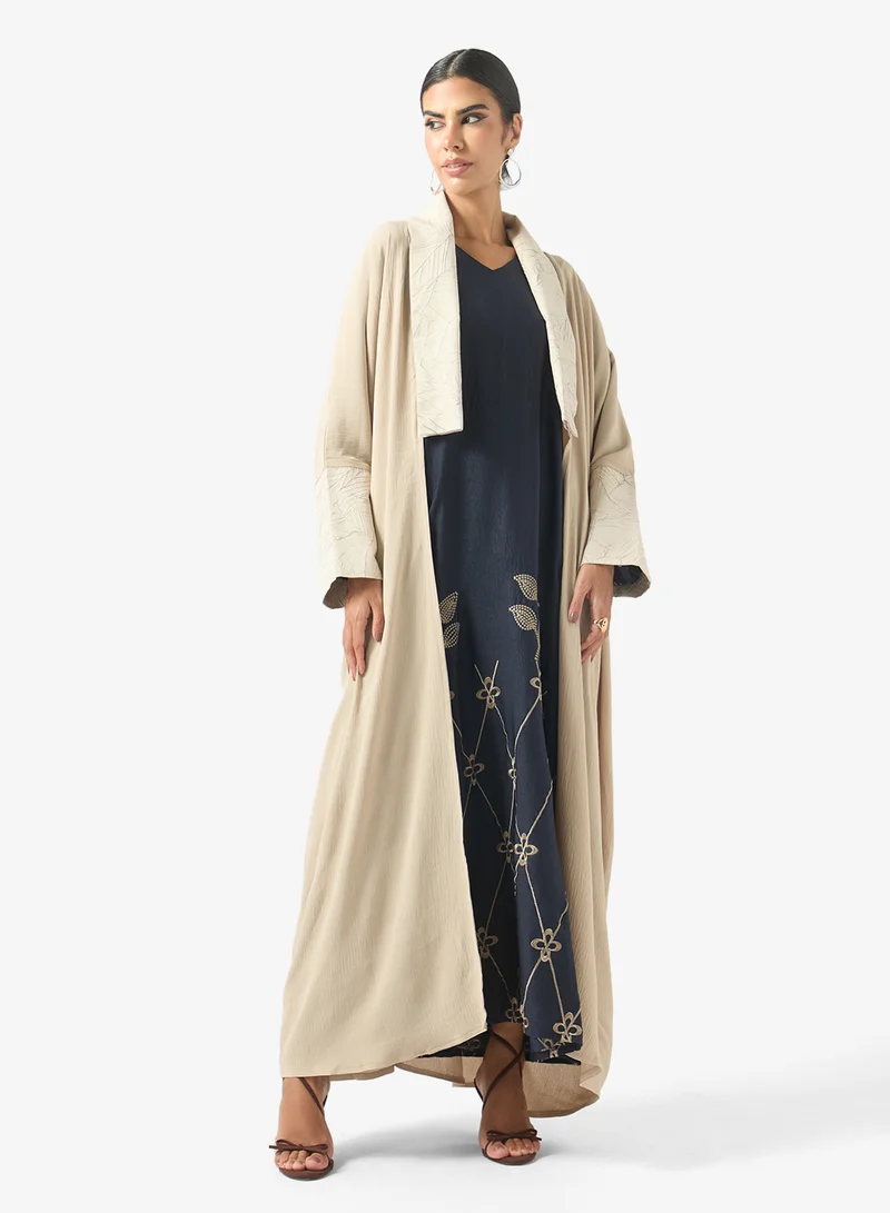 hayas closet Embroidered Flared Sleeve Abaya