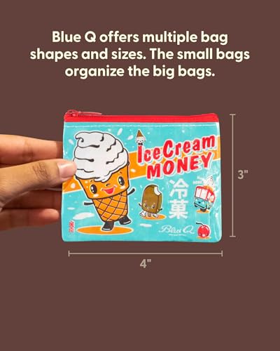 Blue Q Coin Purse – Cute Coin Pouch for Men and Women, Small Wallet Keychain Organizer, Zipper Bag for Coins, Gift Cards & Earbuds, Mini Card Holder, Compact Zip Wallet, 3"h x 4"w - Image 2