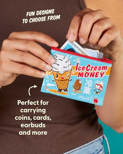 Blue Q Coin Purse – Cute Coin Pouch for Men and Women, Small Wallet Keychain Organizer, Zipper Bag for Coins, Gift Cards & Earbuds, Mini Card Holder, Compact Zip Wallet, 3"h x 4"w - Image 4