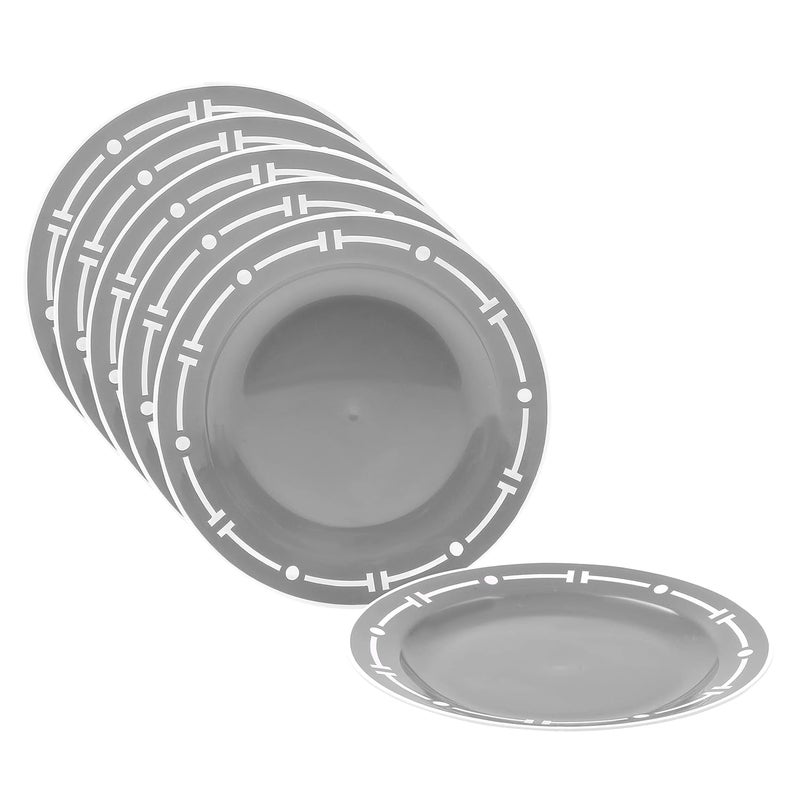 Cutting EDGE Cutting EDGE Round Double Colour Dinner PlatesUnbreakable Lightweight Reusable Dishwasher Safe Lunch Dinner Families Kids Special Daily Use Regular Design Set of 6 Grey 21 cm - Image 1
