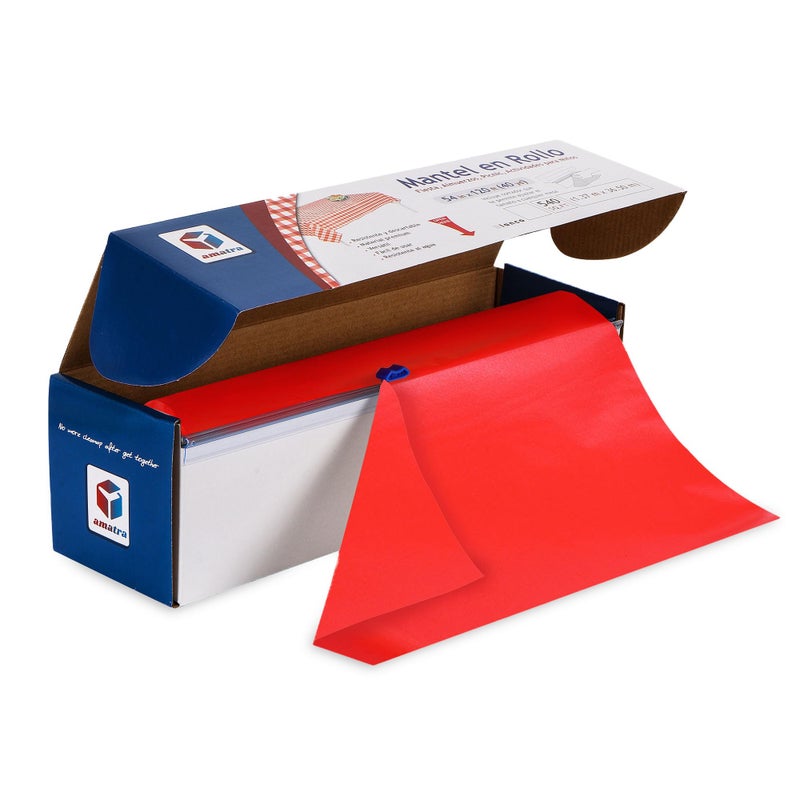 Amatra AllPurpose Plastic Table Cover Roll with SelfCutter Alternative to Regular Tablecloth Disposable Table Cover Plastic Table Cloth 54 inches x 120 feet 40 Yards Red