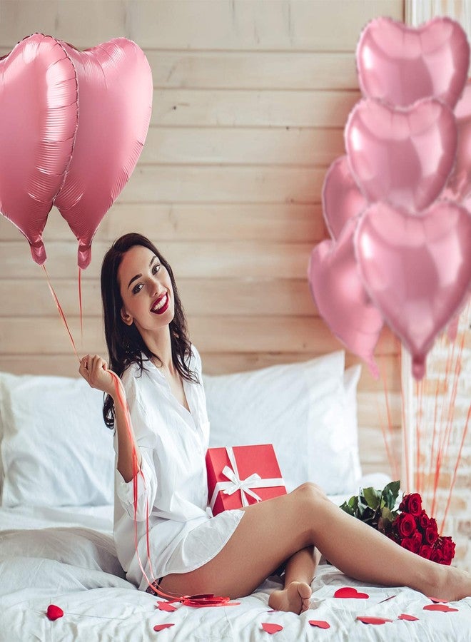 Gejoy 32 Pieces Red Heart Balloons 18 Inch Heart Shaped Foil Balloons Valentines Day Mylar Balloons for Valentines Day, Wedding, Engagement Decoration (Pink) - Image 5