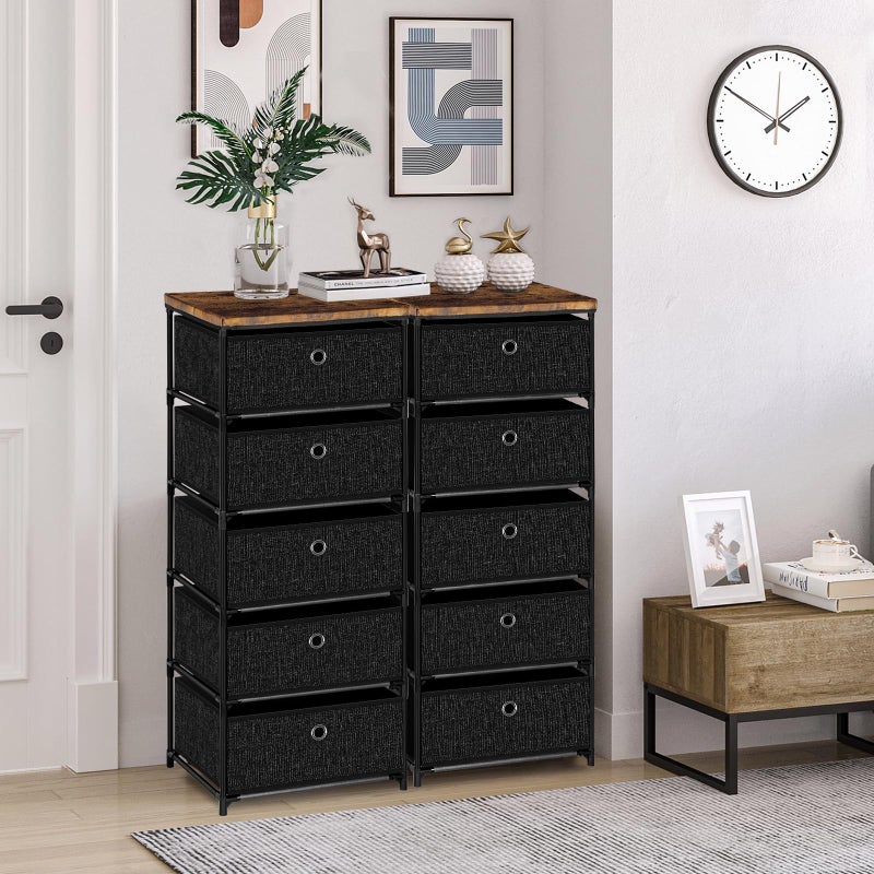 VASICAR Nightstand with 5 Drawers, Clothes Storage Organizer, Small Fabric Dresser for Bedroom, Closet, Entryway, Hallway, Nursery, Dorm - Image 4