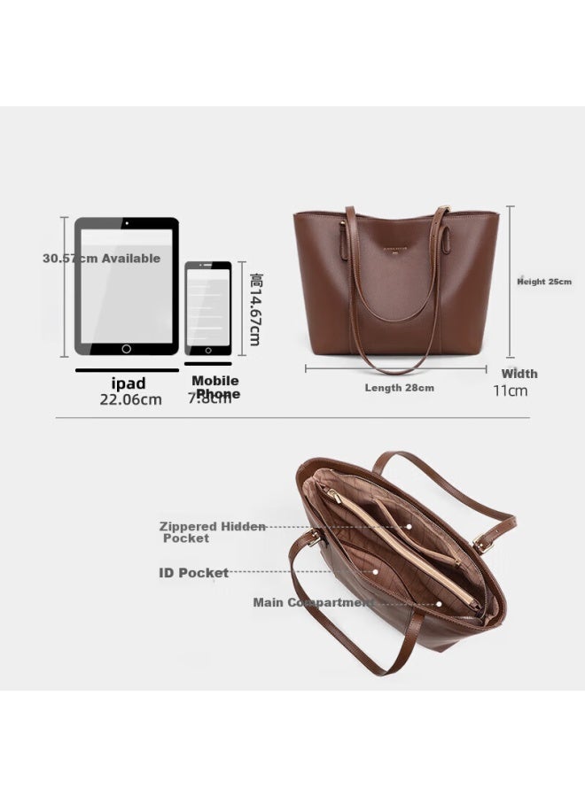 Yuyula Women's Large Capacity Leather Tote Bag Commuter Shoulder Bag Birthday Women's Day Gift - Image 2