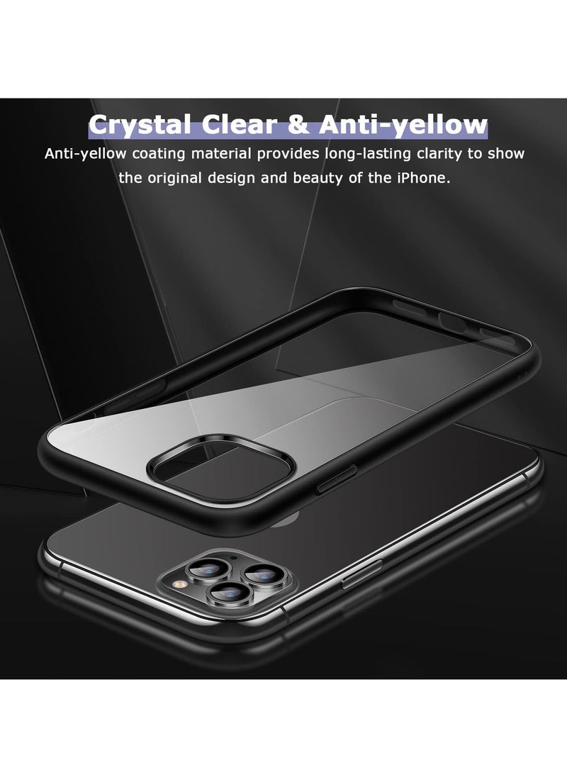 Generic - Case Compatible With iPhone 11 Pro Max 6.5 Inch Clear Case Shockproof Hard PC + Soft Silicone Not Yellowing Transparent Protective Slim Case Phone (Black) - Image 1