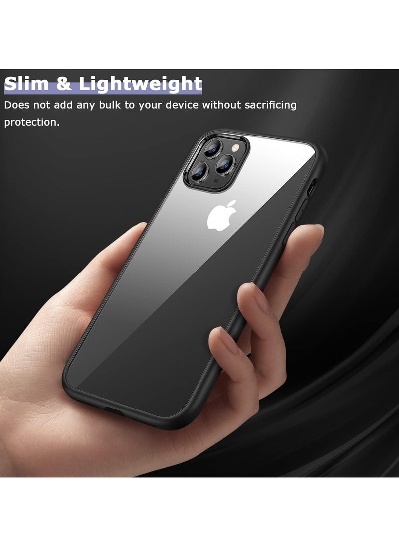 Generic - Case Compatible With iPhone 11 Pro Max 6.5 Inch Clear Case Shockproof Hard PC + Soft Silicone Not Yellowing Transparent Protective Slim Case Phone (Black) - Image 1