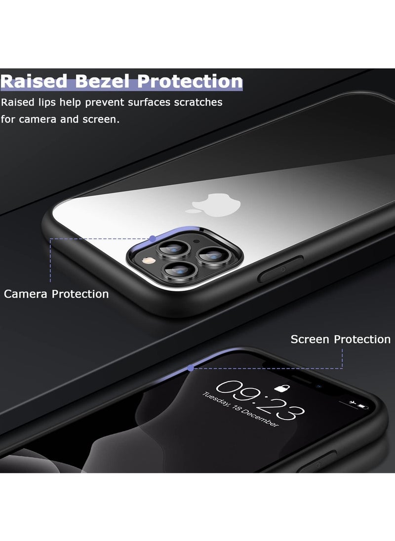 Generic - Case Compatible With iPhone 11 Pro Max 6.5 Inch Clear Case Shockproof Hard PC + Soft Silicone Not Yellowing Transparent Protective Slim Case Phone (Black) - Image 1