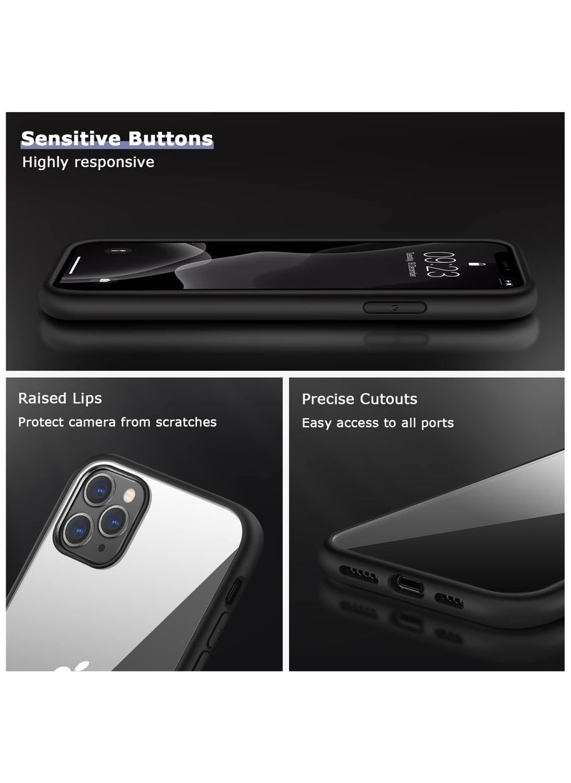 Generic - Case Compatible With iPhone 11 Pro Max 6.5 Inch Clear Case Shockproof Hard PC + Soft Silicone Not Yellowing Transparent Protective Slim Case Phone (Black) - Image 1