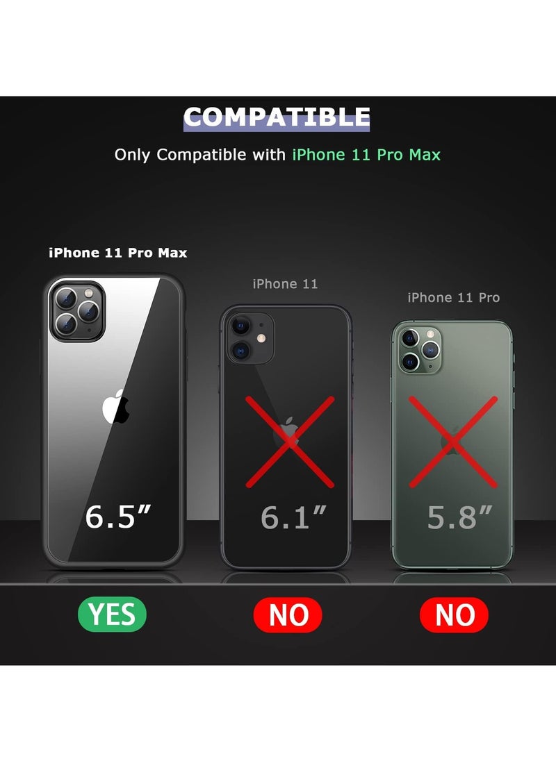 Generic - Case Compatible With iPhone 11 Pro Max 6.5 Inch Clear Case Shockproof Hard PC + Soft Silicone Not Yellowing Transparent Protective Slim Case Phone (Black) - Image 1