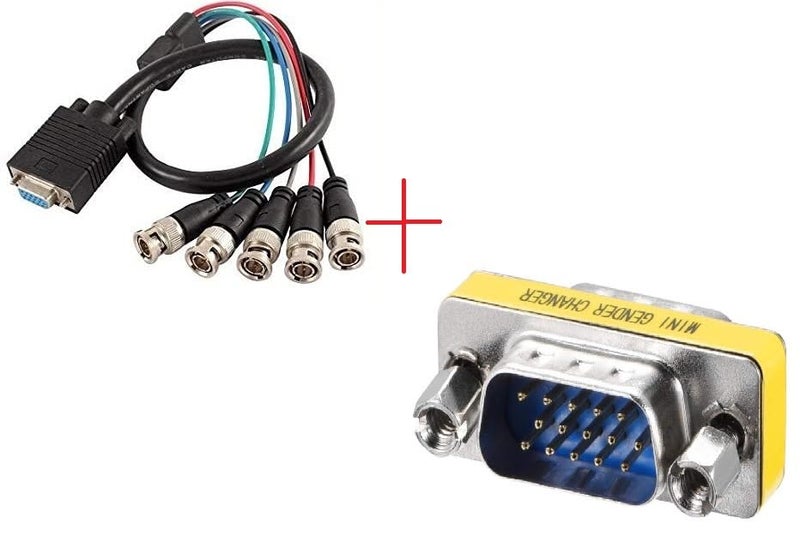 KNEUTRIX HkeCart - كابل تقسيم VGA (15-Pin Sub-D) ذكر إلى 5 ذكر BNC - كابل VGA Coax HD15 إلى 5 BNC RGBHV لمراقبة M/F (أسود) - Image 2
