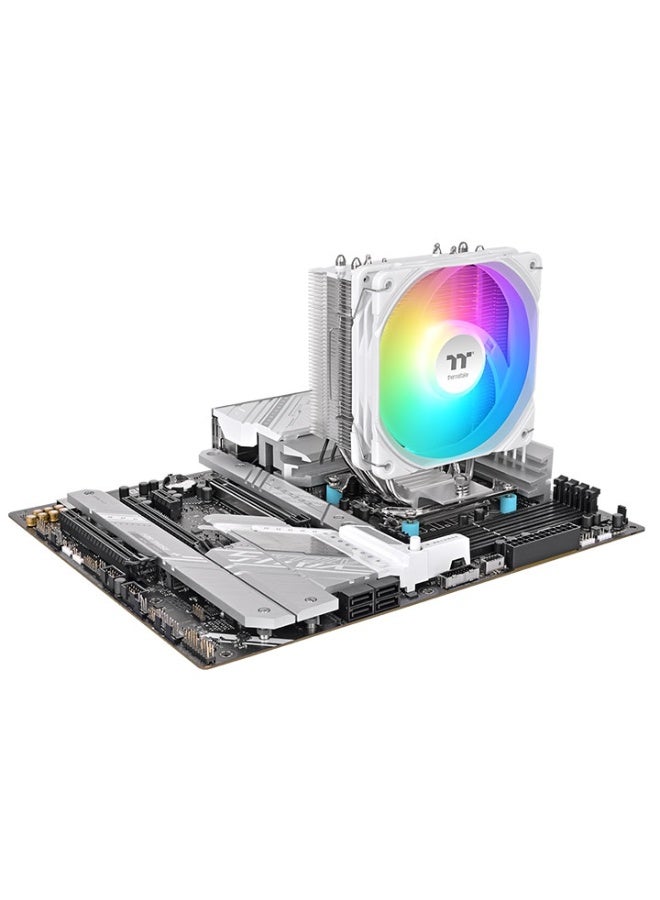 Thermaltake UX400 ARGB Sync CPU Air Cooler – 120mm PWM Fan, 240W TDP, 4x 6mm Direct Contact Copper Heat Pipes, 62.72 CFM, 25dBA, 5V Addressable RGB (9 LEDs), Aluminum Heatsink, Intel & AMD Compatible, White | CL-P143-AL12SW-A - Image 4