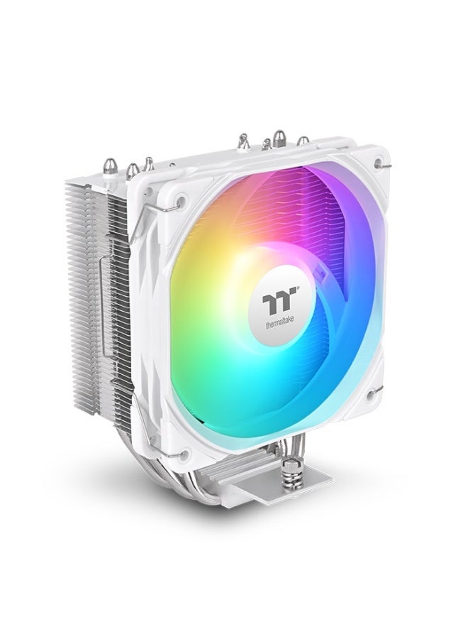Thermaltake UX400 ARGB Sync CPU Air Cooler – 120mm PWM Fan, 240W TDP, 4x 6mm Direct Contact Copper Heat Pipes, 62.72 CFM, 25dBA, 5V Addressable RGB (9 LEDs), Aluminum Heatsink, Intel & AMD Compatible, White | CL-P143-AL12SW-A - Image 1