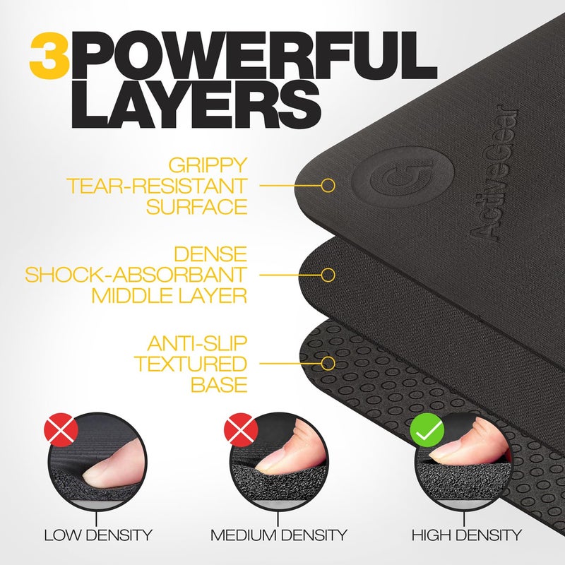 ActiveGear Large Exercise Mat for Home Workout | Workout Gym Flooring for Home Gym | Rubber Workout Mat - 6 x 4 ft Black - Image 2