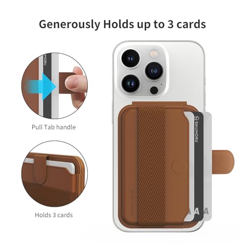 Sinjimoru Magnetic Wallet for iPhone, Phone Wallet with Adjustable Stand, Compatible with MagSafe, Brown - Image 5
