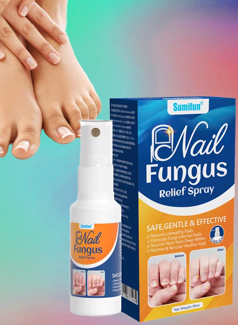 Sumifun بخاخ تخفيف فطريات الأظافر لتجديد الأظافر اليدوية والقدمية، إصلاح مضاد للفطريات، تنعيم وترطيب الأظافر، تغذية واستعادة الأظافر الصحية، بخاخ علاج فطريات الأظافر 30 مل - Image 1