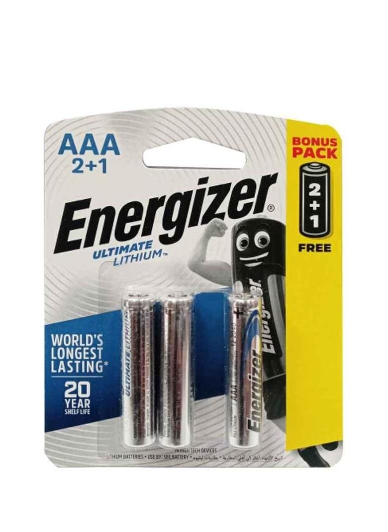 Energizer - Energizer Ultimate 1.5V AAA Lithium Battery (Pack of 3) - Image 1