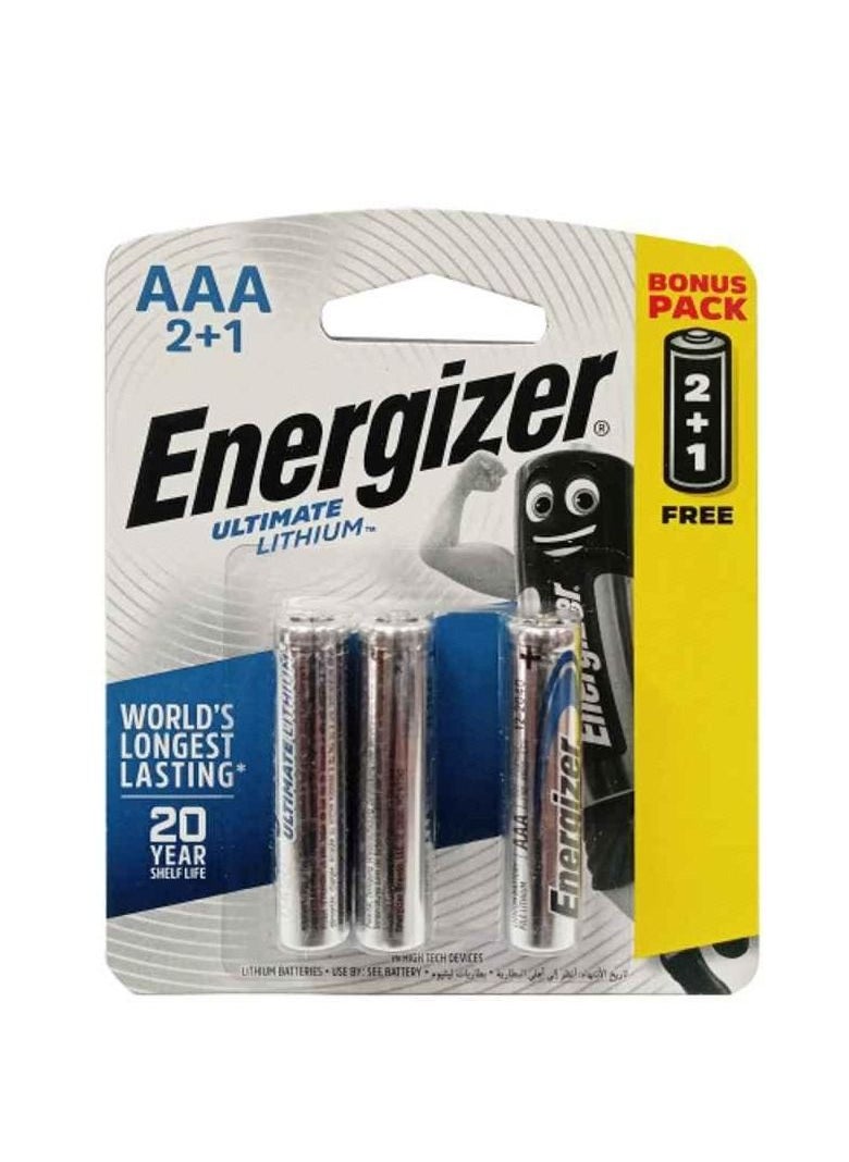Energizer - Energizer Ultimate 1.5V AAA Lithium Battery (Pack of 3) - Image 1