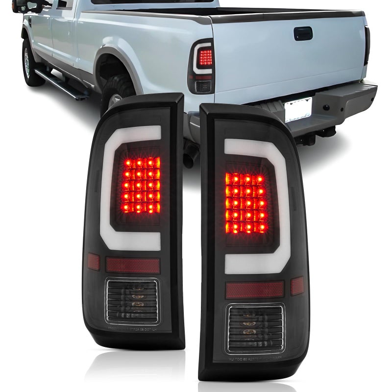 corkiauto LED Tail Lights Assembly Compatible with1997-2003 Ford F150,1999-2007 Ford F250 F350 Superduty Driver and Passenger Side, Black Housing Clear Lens - Image 2