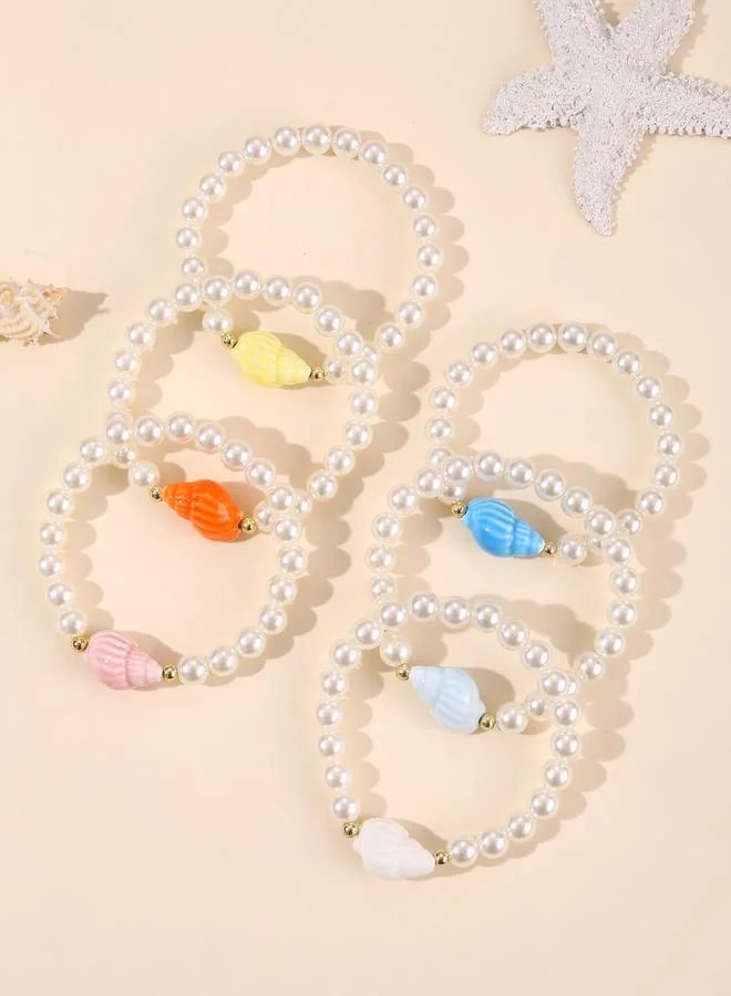 تايك تو Pack of 6 - Pearls and Conch Beaded Bracelets