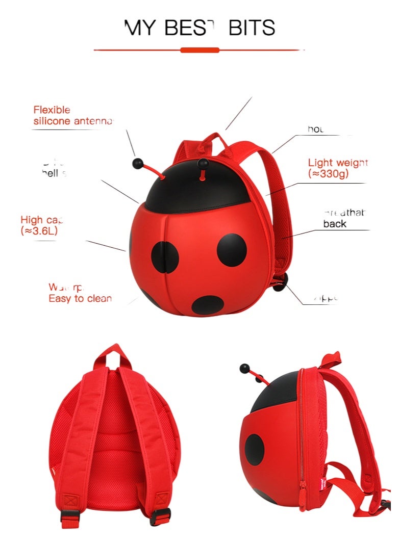 Supercute Kids Ladybug Backpack SF032 | 11 Inch EVA+PU Cute Ladybug School Bag | Lightweight Children’s Backpack - Image 4