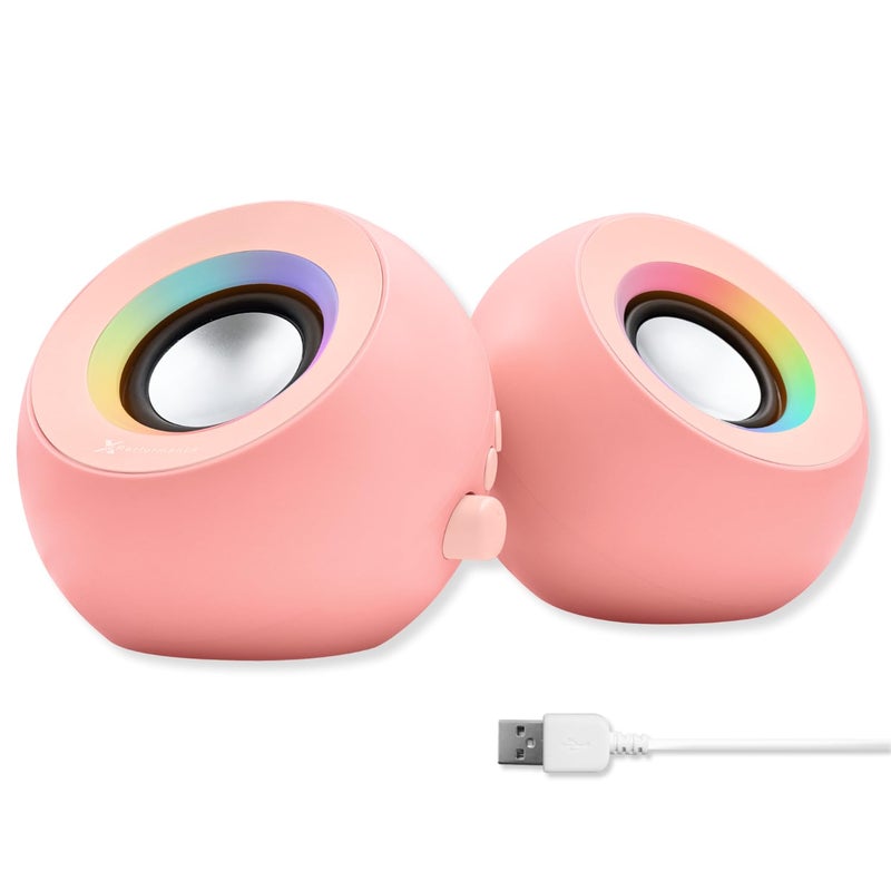 X9 Performance Pink Computer Speakers for Desktop PC with RGB Lighting, Bluetooth, USB, and AUX - Triple Mode Connection, Dual 2.25" Drivers for Work and Play, Bluetooth Desktop Speakers for PC - Pink - Image 1