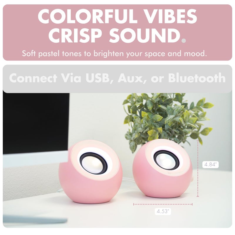 X9 Performance Pink Computer Speakers for Desktop PC with RGB Lighting, Bluetooth, USB, and AUX - Triple Mode Connection, Dual 2.25" Drivers for Work and Play, Bluetooth Desktop Speakers for PC - Pink - Image 3