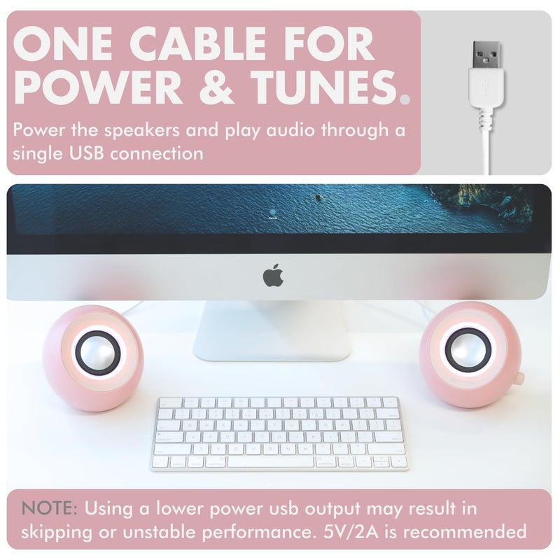 X9 Performance Pink Computer Speakers for Desktop PC with RGB Lighting, Bluetooth, USB, and AUX - Triple Mode Connection, Dual 2.25" Drivers for Work and Play, Bluetooth Desktop Speakers for PC - Pink - Image 2