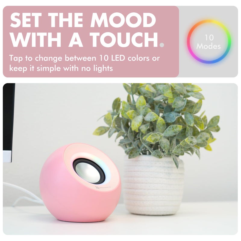 X9 Performance Pink Computer Speakers for Desktop PC with RGB Lighting, Bluetooth, USB, and AUX - Triple Mode Connection, Dual 2.25" Drivers for Work and Play, Bluetooth Desktop Speakers for PC - Pink - Image 4