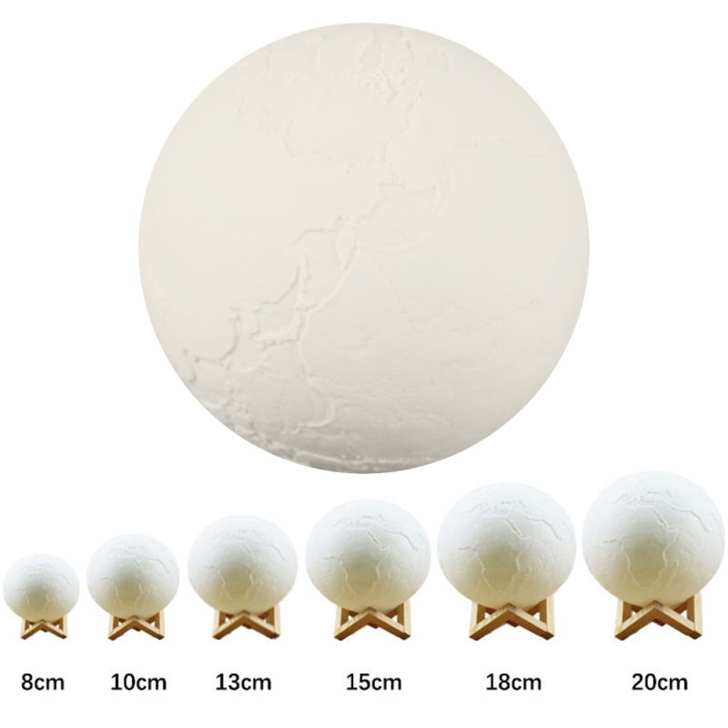 3D Printing Clap Earth Light USB Rechargeable 3-Color Dimmable Night Lamp Bedroom Decor with Wooden Stand - Image 3