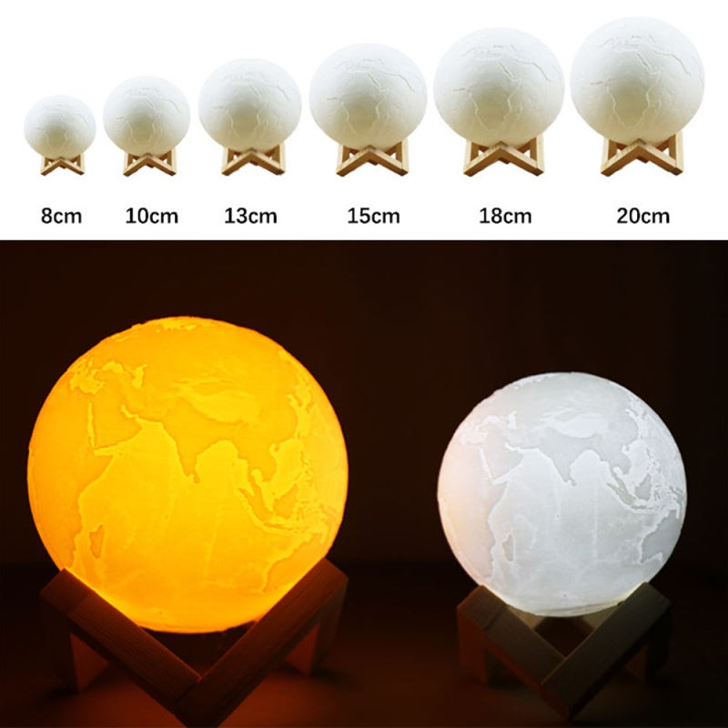 3D Printing Clap Earth Light USB Rechargeable 3-Color Dimmable Night Lamp Bedroom Decor with Wooden Stand - Image 5