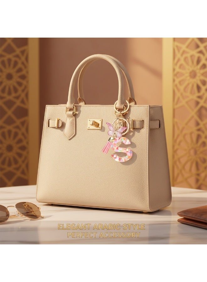 LUMYA Fashion Alphabet Letter Keychain, Bag Charms, Tassel Butterfly Pendant Key Ring, Purse Charms, Anti-Lost Car Keychains, Bag Accessories for Women Purses Bags Handbags Wallets Backpacks (Pink) - Image 4