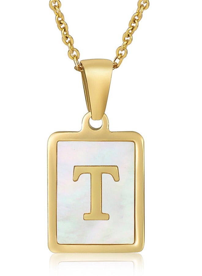 MissTiara Capital Letter A-Z Initial Chain Necklace For Girls Women Stainless Steel Square Charm A-Z Alphabet Pendant Necklace Good idea for birthday gifts graduation commemorations or classmate gifts  - Image 2