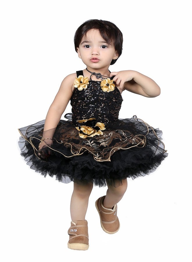 First Kids Step Rich Doll Girl's Designer Frock RD_398 (Black, 4-5 Years) - Image 1