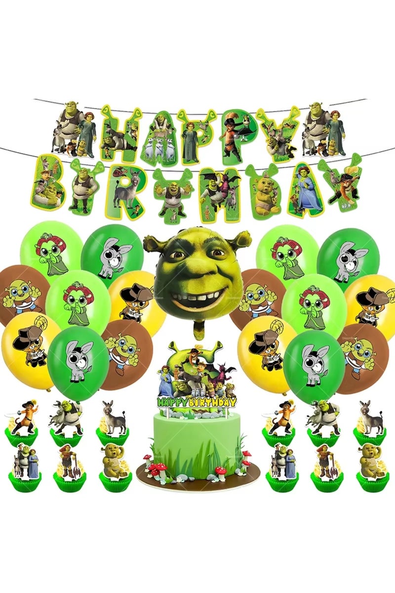Other 1set decor A Monster Shrek Birthday Party Decoration Prince Donkey Green Princess Tableware Ba