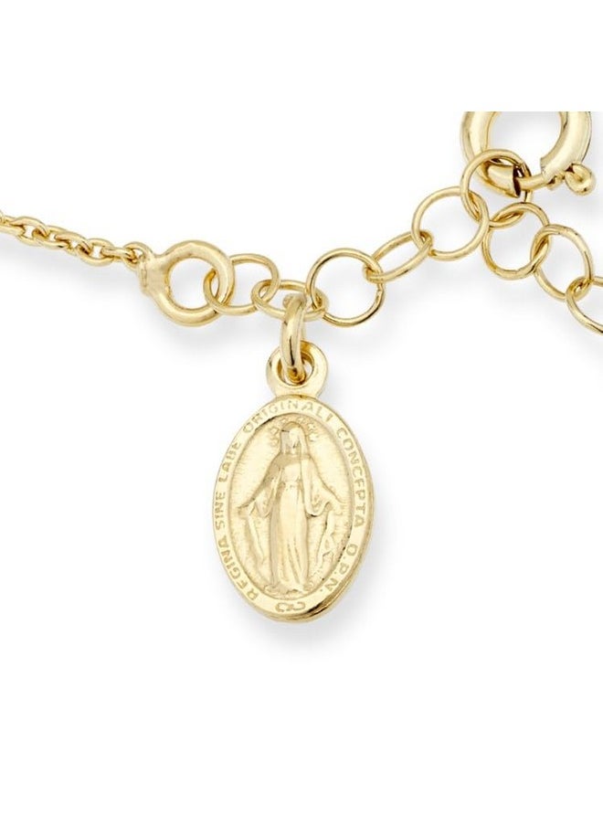 MiaBella - 18K Gold Over Sterling Silver Italian Rosary Cross Bead Charm Link Chain Bracelet For Women, Adjustable, 925 Made In Italy (Length 6 To 7 Inch) - Image 1