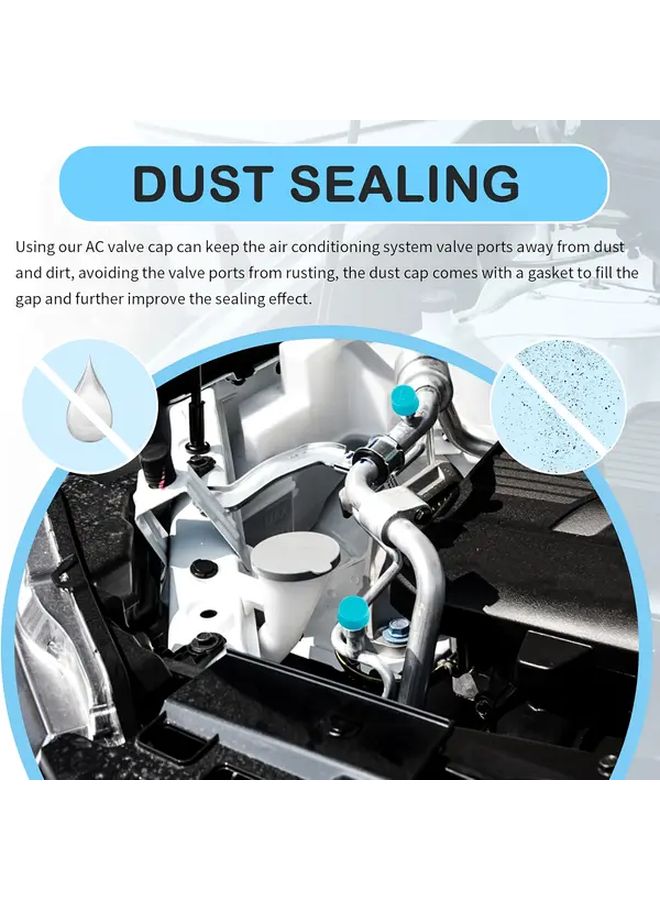 2 Pcs Dust Proof Car AC Valve Covers with Gaskets For R134A Systems High Low Pressure - Image 4