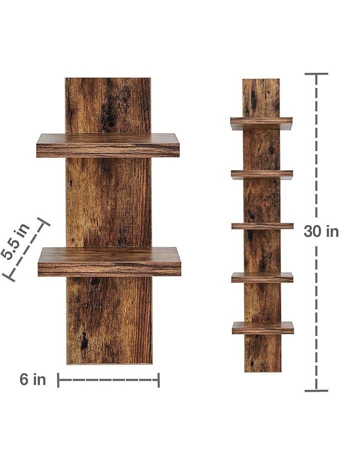 Generic - 5 Tier Wall Shelf Unit Narrow Smooth Laminate Finish - Vertical Column Shelf Floating Storage Home Decor Organizer Tall Tower Design Utility Shelf Bedroom Living Room 5.1" x 6" x 30" - Image 1