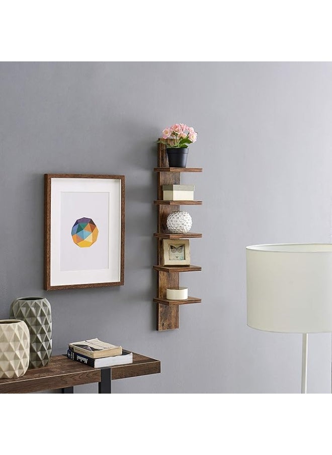 Generic - 5 Tier Wall Shelf Unit Narrow Smooth Laminate Finish - Vertical Column Shelf Floating Storage Home Decor Organizer Tall Tower Design Utility Shelf Bedroom Living Room 5.1" x 6" x 30" - Image 1