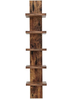 5 Tier Wall Shelf Unit Narrow Smooth Laminate Finish - Vertical Column Shelf Floating Storage Home Decor Organizer Tall Tower Design Utility Shelf Bedroom Living Room 5.1" x 6" x 30"